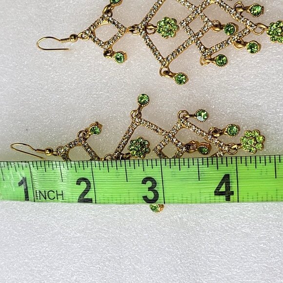 Gold Tone Long Dangle Earrings - Picture 4 of 12